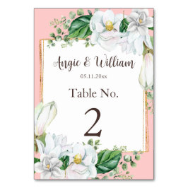 Tarjeta De Mesa Boda Rubor de acuarela Magnolia