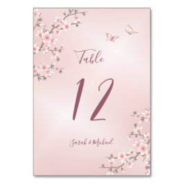 Tarjeta De Mesa Boda Rubor Pink Cherry Blossom