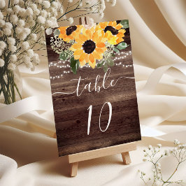 Tarjeta De Mesa Boda Rustic Sunflower Barn Wood