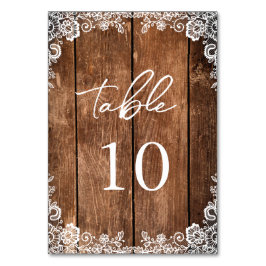 Tarjeta De Mesa Boda Rustic Wood Lace Barn