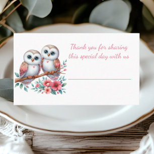 Tarjeta De Mesa Boda Rústica Boho de Bosque de Búhos en el Campo