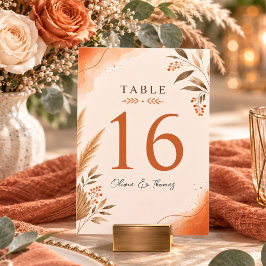 Tarjeta De Mesa Boda Rústica Boho Moderna Terracota