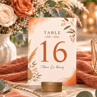 Tarjeta De Mesa Boda Rústica Boho Moderna Terracota