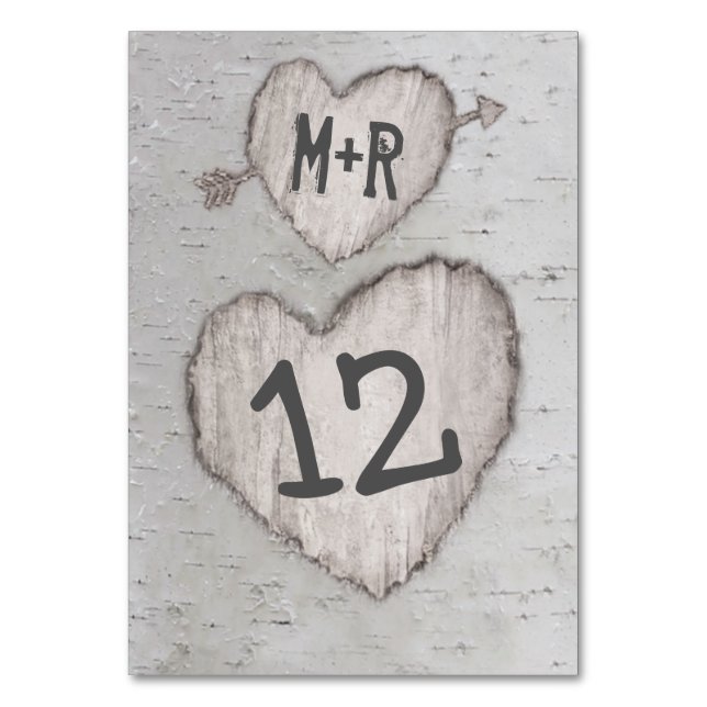 Tarjeta De Mesa Boda Rústica de Corteza de Abedul (Anverso)