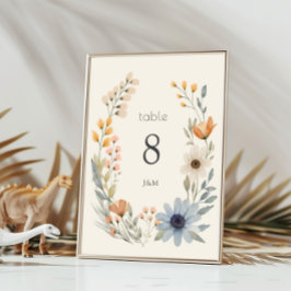 Tarjeta De Mesa Boda rústica de flores silvestres en el jardín