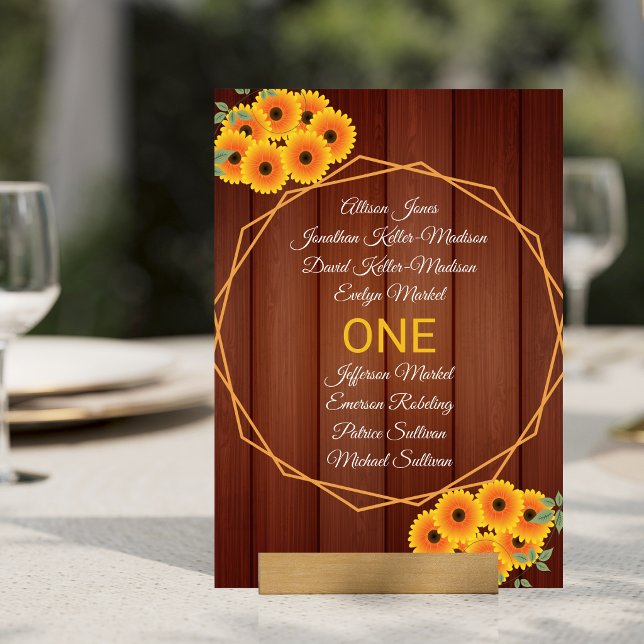 Tarjeta De Mesa Boda Rústica de Girasoles (Subido por el creador)