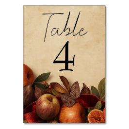 Tarjeta De Mesa Boda rústica de otoño con manzanas y higos