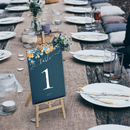 Tarjeta De Mesa Boda Rústica de Otoño Terracota Azul Marino y Óxid