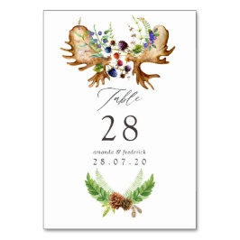 Tarjeta De Mesa Boda Rústica en Acuarela en el Bosque