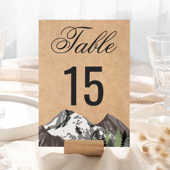 Tarjeta De Mesa Boda rústica en el bosque de montaña Kraft (Subido por el creador)