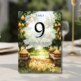 Tarjeta De Mesa Boda Rústica en Huerta de Peras Campestre