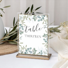 Tarjeta De Mesa Boda Rústica Eucalipto Verde Salvia