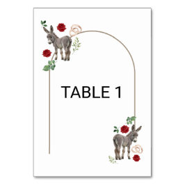 Tarjeta De Mesa Boda rústica floral burro rojo