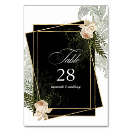 Tarjeta De Mesa Boda rústica poligonal floral de marfil