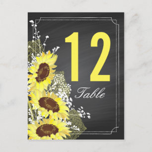 Tarjeta de mesa Boda Rústica Sunflowers Chalkboard