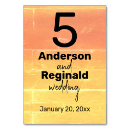 Tarjeta De Mesa Boda Rústico Casual Yellow Peach