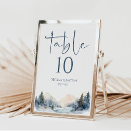 Tarjeta De Mesa Boda rústico de bosques de invierno en Woodland