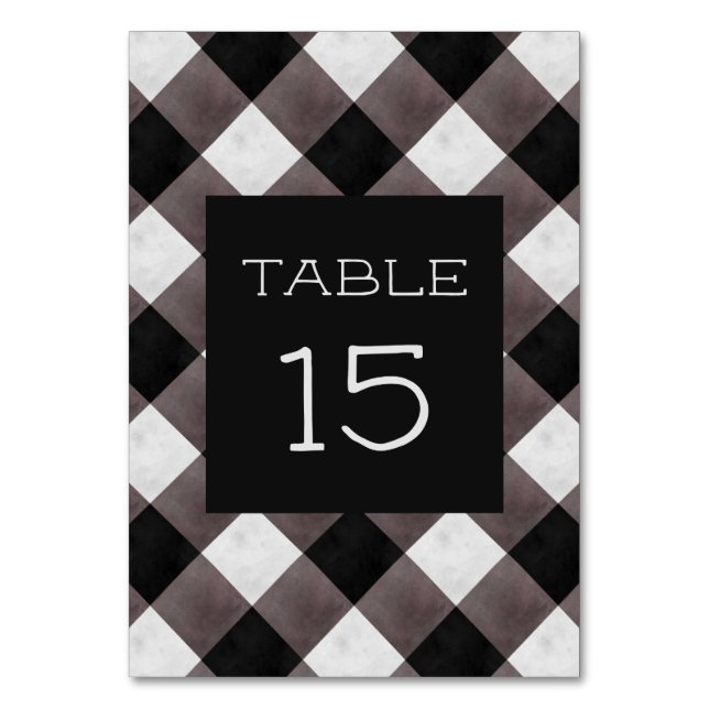 Tarjeta De Mesa Boda Rústico de Buffalo Plaid Check (Anverso)