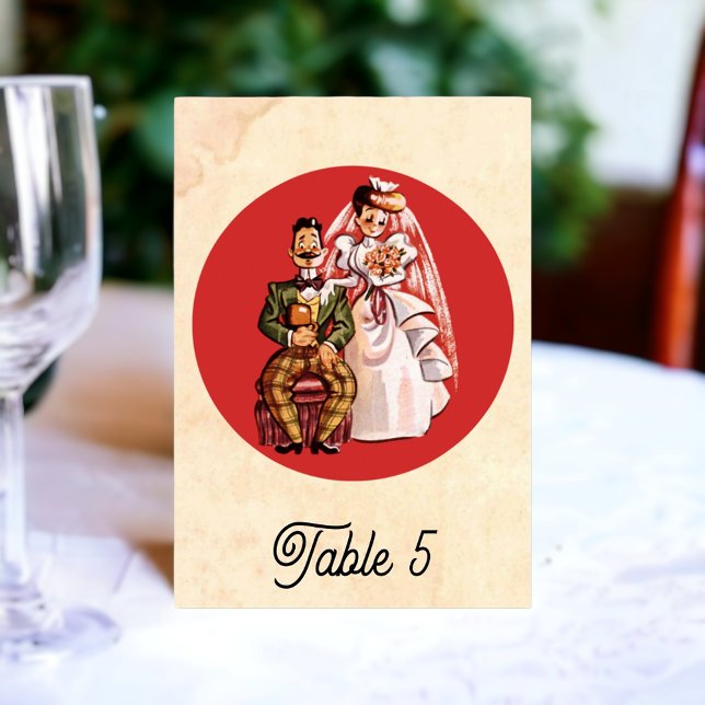 Tarjeta De Mesa Boda Rústico de Cómic Rústico de Novias Viejas Ret (Subido por el creador)