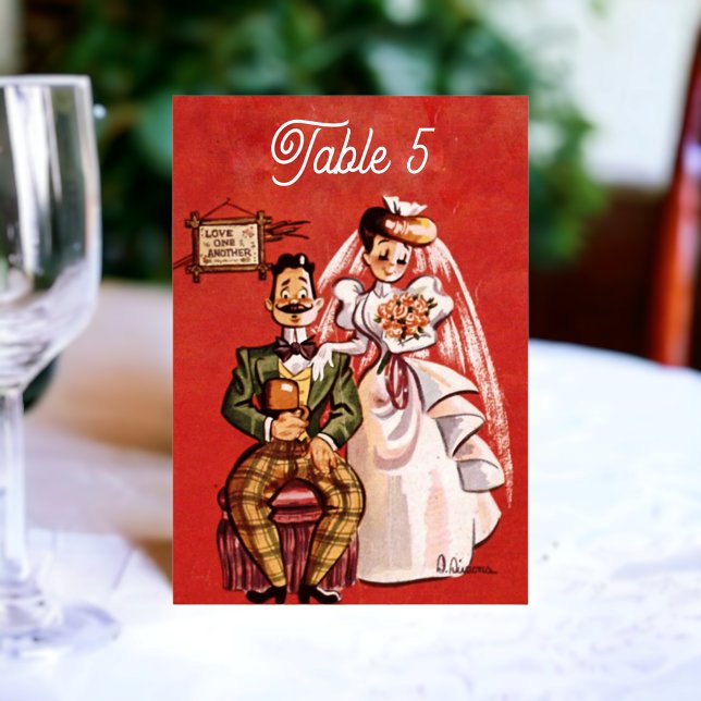 Tarjeta De Mesa Boda Rústico de Cómic Rústico de Novias Viejas Ret (Subido por el creador)