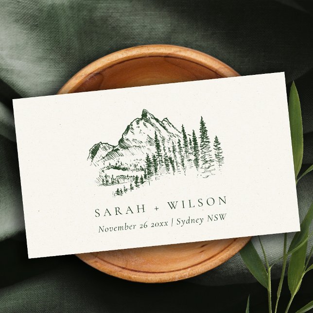 Tarjeta De Mesa Boda Rústico de Esbozo de Montaña Pine Woods (Subido por el creador)
