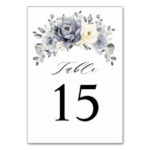 Tarjeta De Mesa Boda Rústico de Invierno de Marfil Gris Plateado