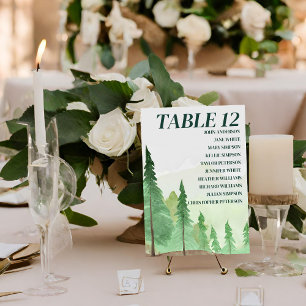 Tarjeta De Mesa Boda Rústico de Pine de Emerald Greenery