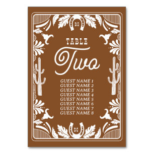 Tarjeta De Mesa Boda rústico de vaqueros de países occidentales