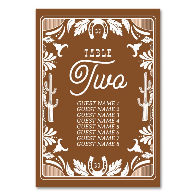 Tarjeta De Mesa Boda rústico de vaqueros de países occidentales (Anverso)