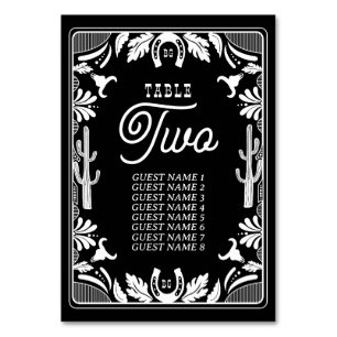 Tarjeta De Mesa Boda rústico de vaqueros de países occidentales