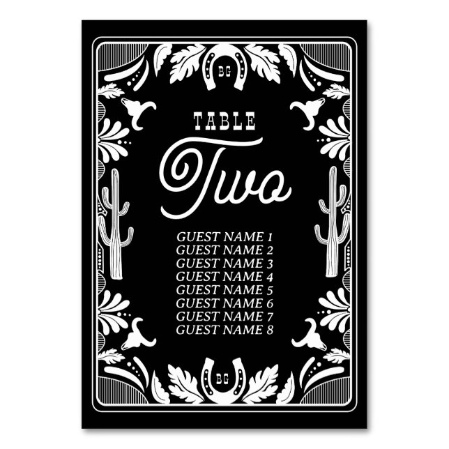 Tarjeta De Mesa Boda rústico de vaqueros de países occidentales (Anverso)