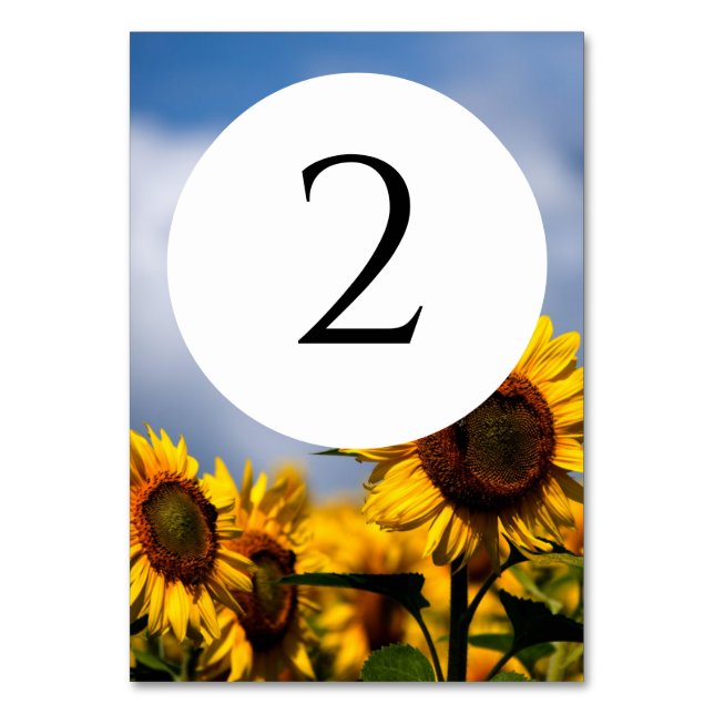Tarjeta De Mesa Boda Rústico del cielo azul girasol (Anverso)