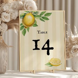 Tarjeta De Mesa Boda Rústico del cítrico amarillo limón de color a