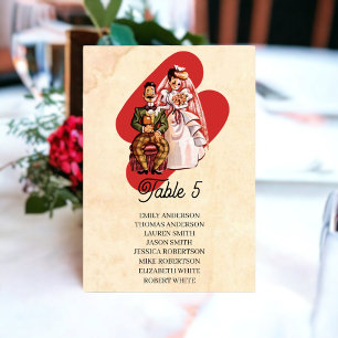 Tarjeta De Mesa Boda Rústico del Cómic del Viejo Histórico Retro V