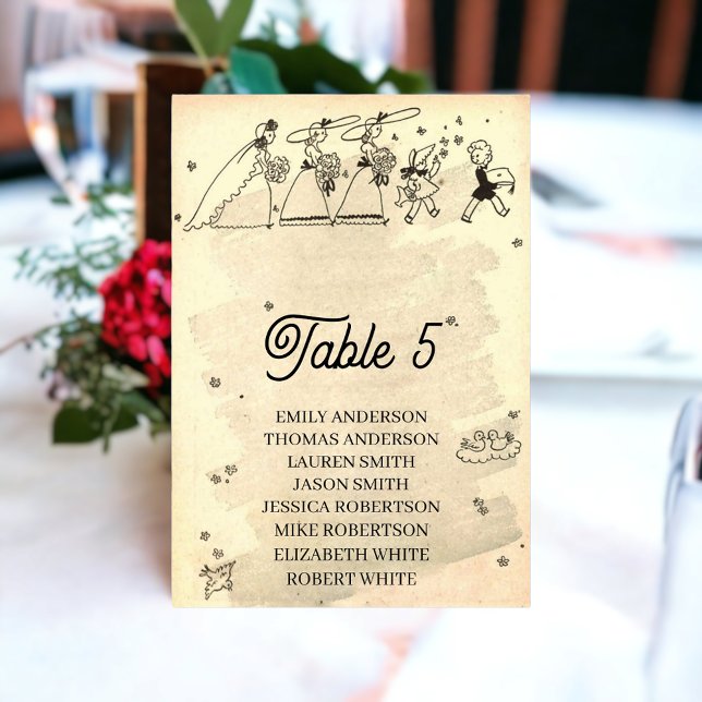 Tarjeta De Mesa Boda rústico del viejo cómico pop de los años 50 r (Subido por el creador)