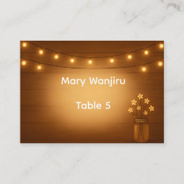 Tarjeta De Mesa Boda Rústico Mason Jar & String Lights