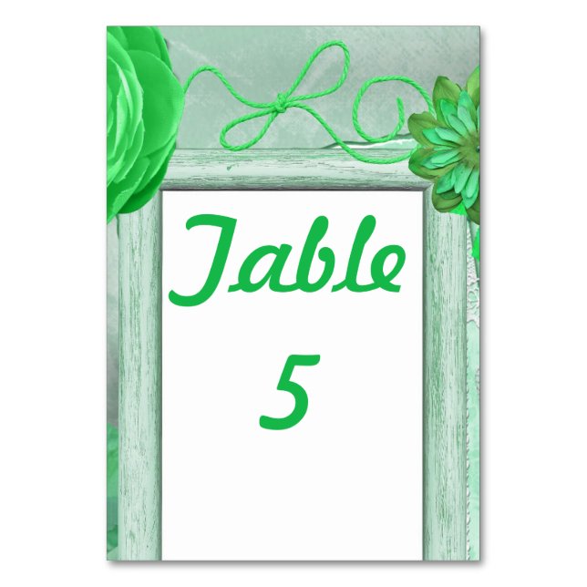 Tarjeta De Mesa Boda Rústico Verde (Anverso)