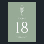 Tarjeta De Mesa Boda Sage Green Minimalista Floral Bouquet<br><div class="desc">Mejore su escapada de eventos con nuestros números de mesa de Personalizable Floral Bouquet, con un diseño floral de arte minimalista. Perfecto para bodas, graduaciones, duchas de novias, duchas para bebés o cualquier ocasión especial, estos números de mesa minimalistas guiarán a los huéspedes mientras añaden un toque de encanto moderno...</div>