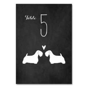 Tarjeta de mesa Boda Sealyham Terrier Silhouettes