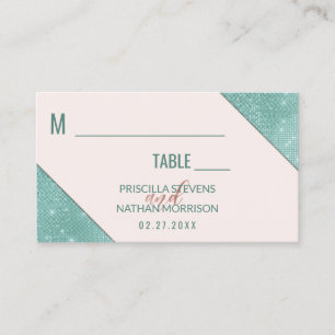 Tarjeta De Mesa Boda secuencial de Purpurinas de imitación azul ro