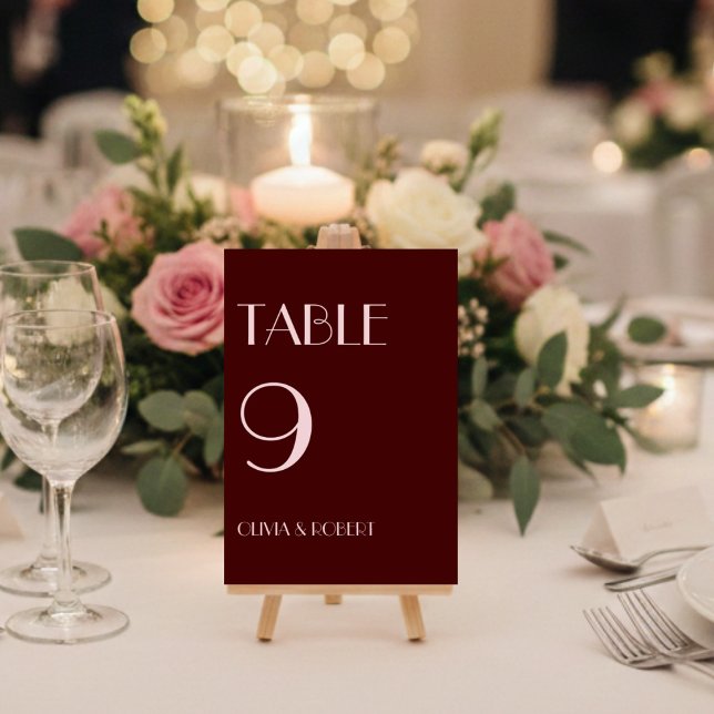 Tarjeta De Mesa Boda sencillo, marrón y rosa pálido (Subido por el creador)