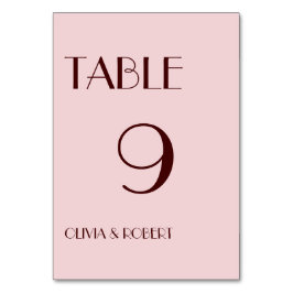 Tarjeta De Mesa Boda sencillo, marrón y rosa pálido