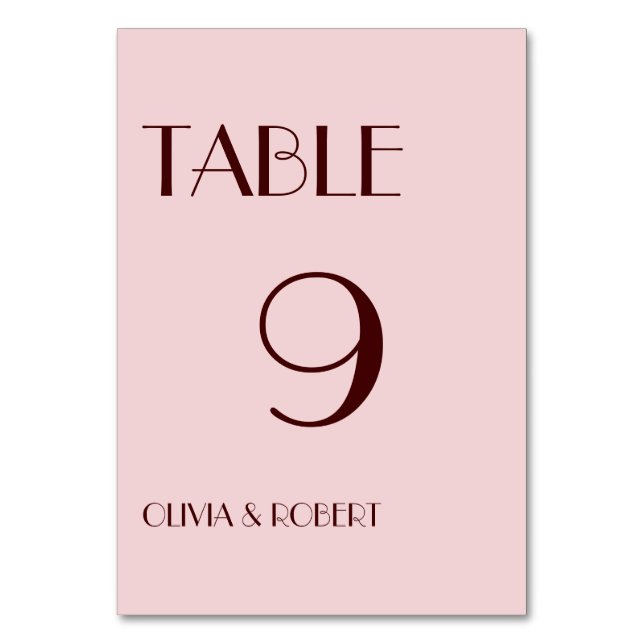 Tarjeta De Mesa Boda sencillo, marrón y rosa pálido (Anverso)
