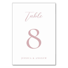 Tarjeta De Mesa Boda sencillo rosa y blanco y polvoriento minimali