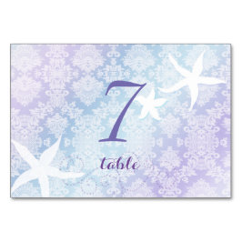 Tarjeta De Mesa Boda Shimmering Blue Purple Starfish