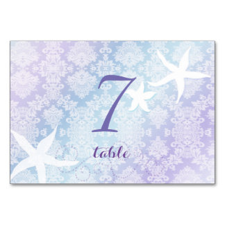 Tarjeta De Mesa Boda Shimmering Blue Purple Starfish
