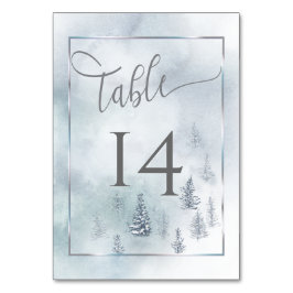 Tarjeta de mesa boda Silver Blue Winter Wonderland