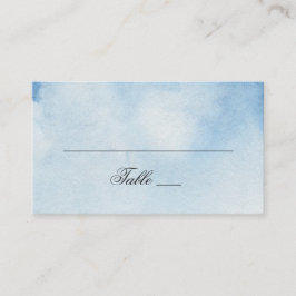 Tarjeta De Mesa Boda simple azul acuarela. Invierno moderno de la