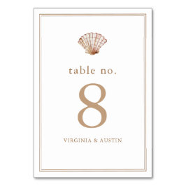 Tarjeta De Mesa Boda Simple Clásica de Concha de Playa