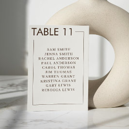 Tarjeta De Mesa Boda simple de borde beige marrón